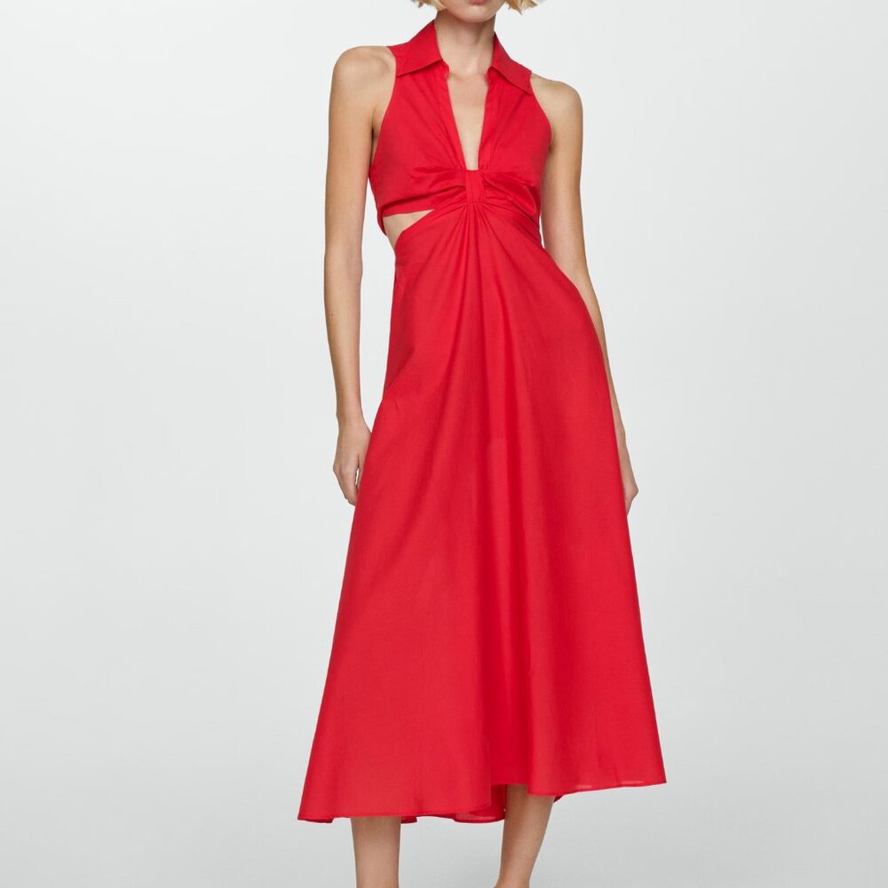 Mango Red Side slit long dress